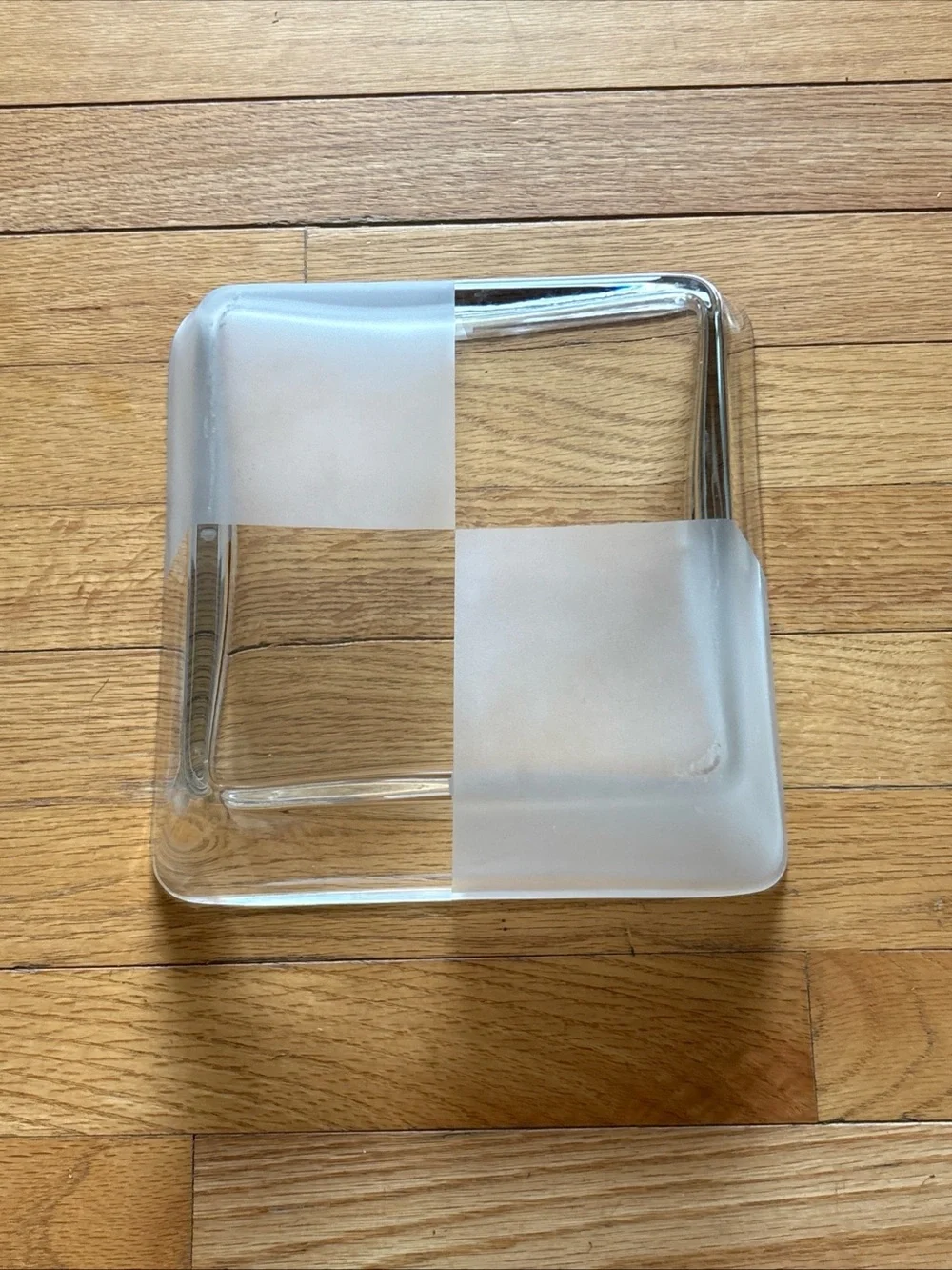 Nautica Square Glass Bowl Frosted Checkerboard Pattern Modern Coastal Art Deco